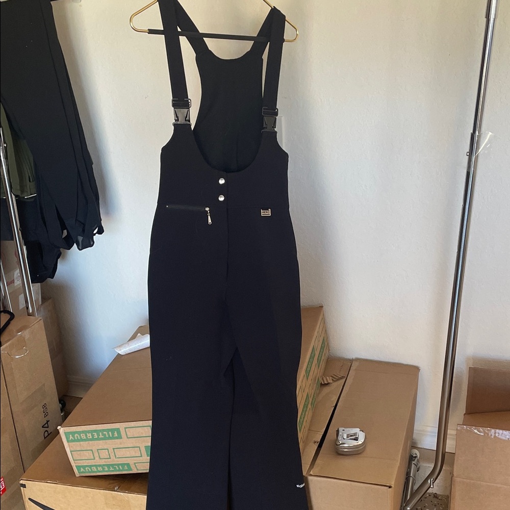 Black Ski Overalls with Adjustable Straps 53% wool WARM winter insulated pants s - Picture 6 of 16